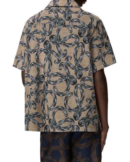 Loewe Gray X Paula's Ibiza Short-Sleeved Shirt With All-Over Anagram for men