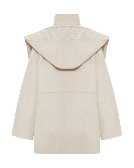 Blouson modello parka in lana beige di Fendi in White