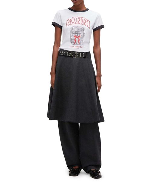Ganni White Short-Sleeved T-Shirt With Print