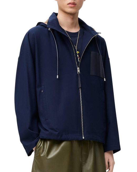 Giacca con cappuccio in cotone di Loewe in Blue da Uomo