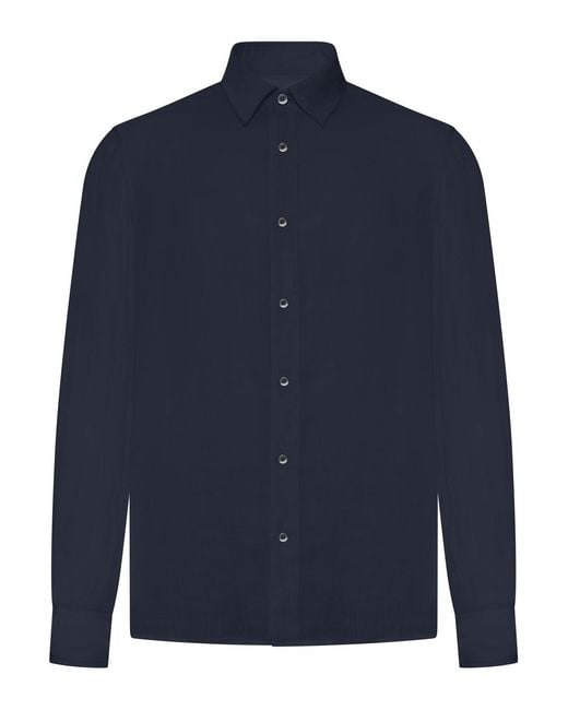 120% Lino Blue Regular Fit Linen Shirt for men
