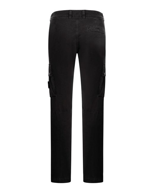 Pantaloni cargo con patch logo e tasche in cotone stretch di Stone Island in Black da Uomo