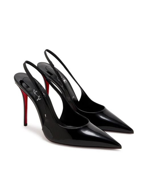 Christian Louboutin Black Miss Z Patent Calfskin Slingback Pumps