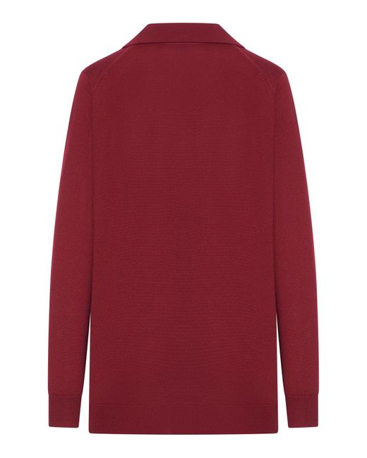 Polo in lana leggera con logo ricamato di Gucci in Red