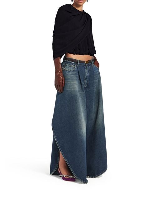 Balenciaga Black Silk Cady Cape Top