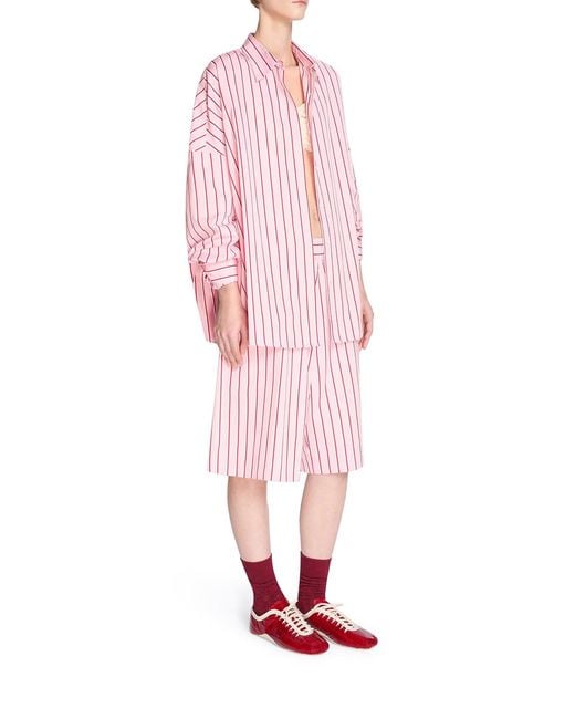 Dries Van Noten Pink Striped Cotton Shirt