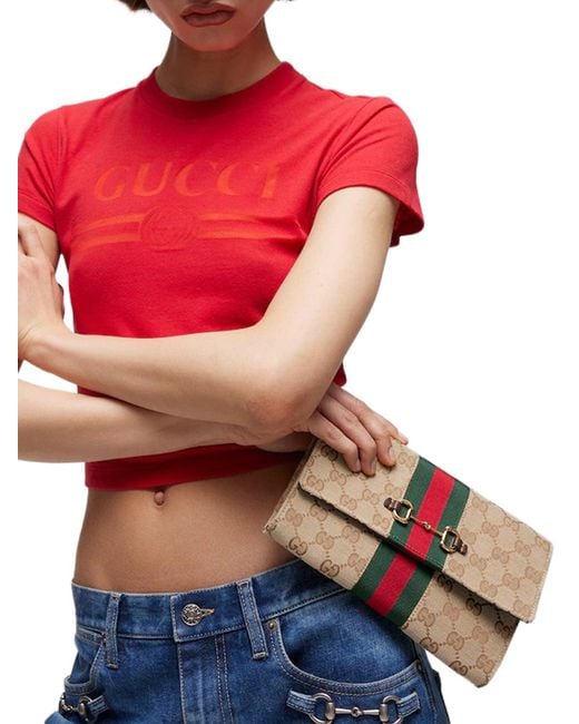 Gucci Multicolor Orsebit Web Wallet With Strap