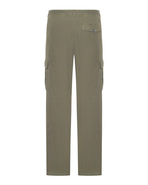 120% Lino Green Linen Cargo Trousers for men
