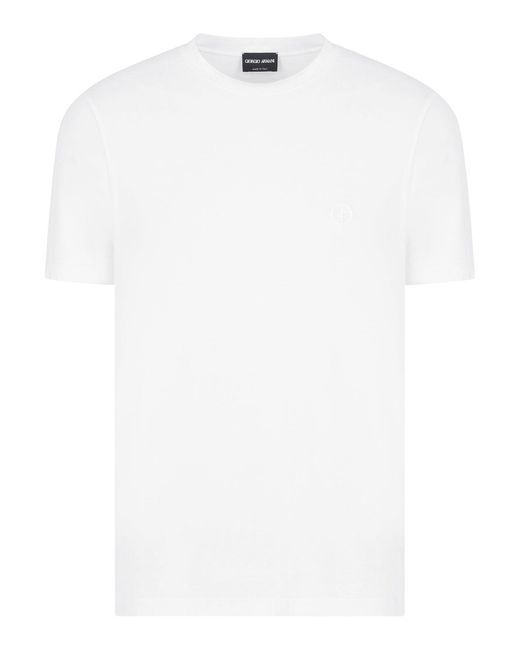 Giorgio Armani White Crewneck Short Sleeved Sweater for men