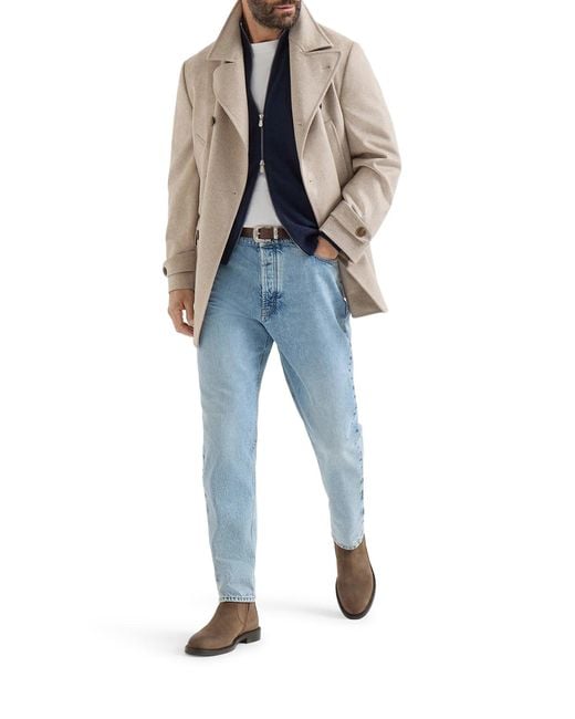 Brunello Cucinelli Blue Cashmere Zip-Up Cardigan for men