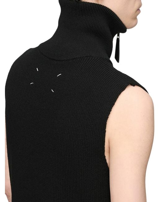 Maison Margiela Black Zip Knit Gilet for men