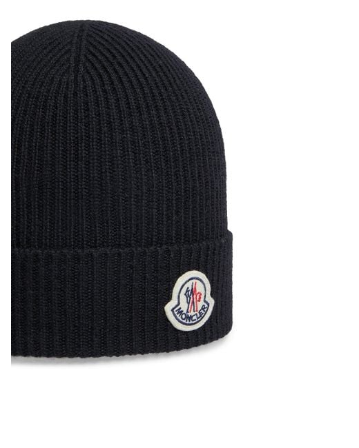 Moncler Blue Logo Wool Hat for men