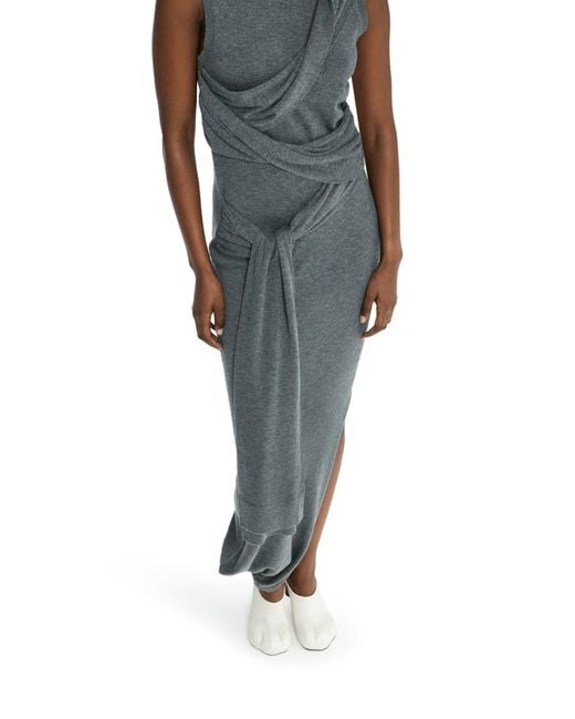 Abito midi in misto lana merino con dettaglio sul fronte di J.W. Anderson in Gray