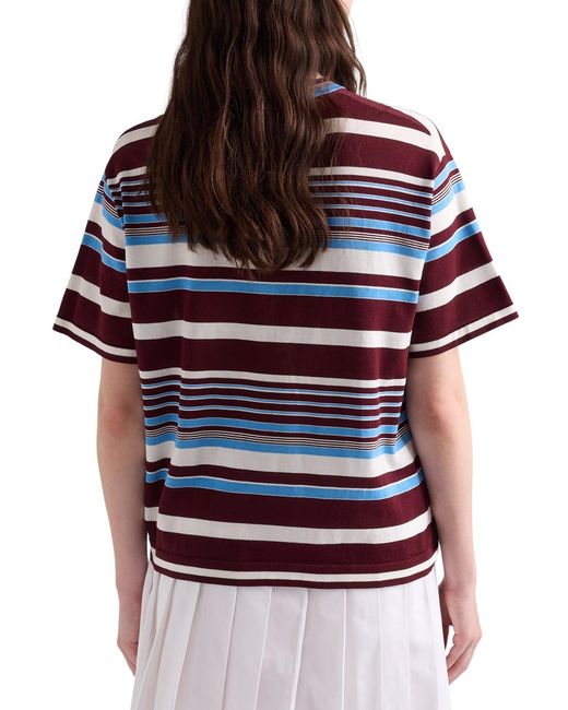 Prada Blue Striped Cotton Crew Neck Sweater