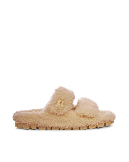 Miu Miu White Shearling Sandals