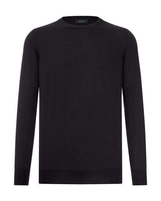 Nome G Black Crew Neck Long Sleeved Cotton Knitted T-Shirt for men