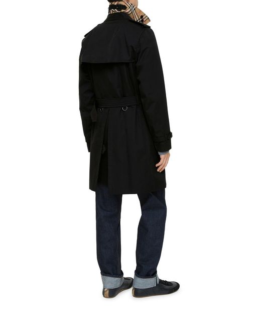 Burberry Black Kensington Heritage Mid-Length Trench Coat for men