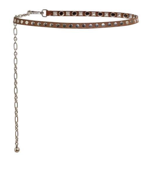 Etro White Leather Belt With Jewel Studs