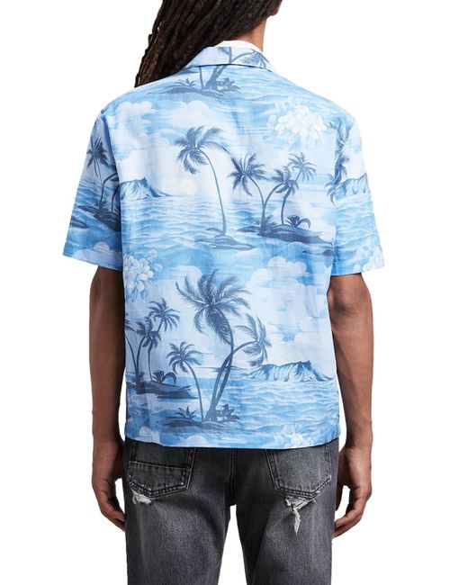 Palm Angels Blue Sunset Bowling Shirt for men
