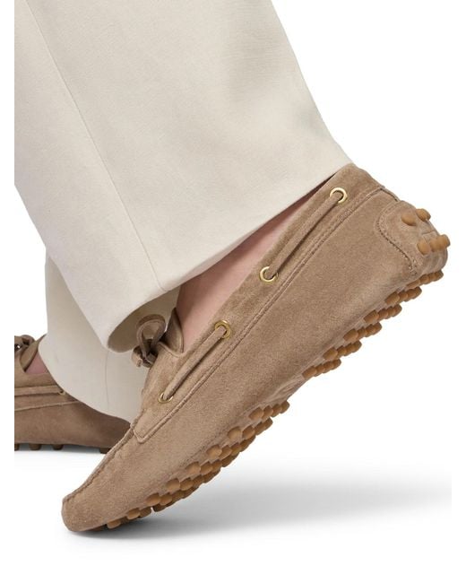 Tod's Brown Gommino Suede Boat Loafers