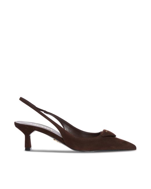 Prada Brown Slingback Suede Pumps