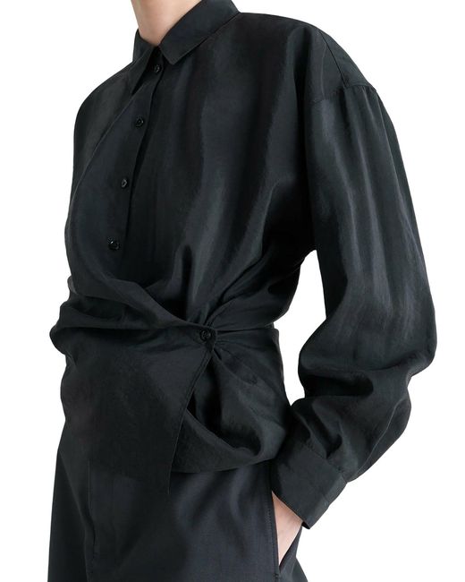 Lemaire Black Straight Collar Twisted Shirt