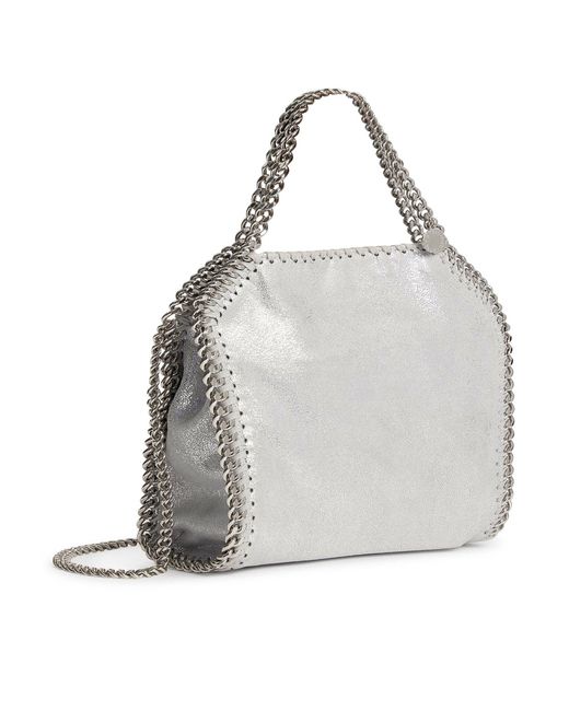 Stella McCartney White Metallic Falabella Mini Tote Bag