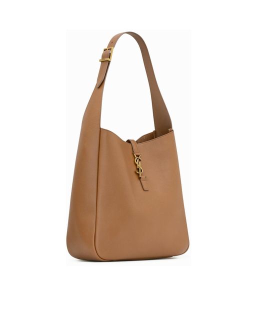 Le 5 À 7 large morbida in pelle martellata di Saint Laurent in Brown