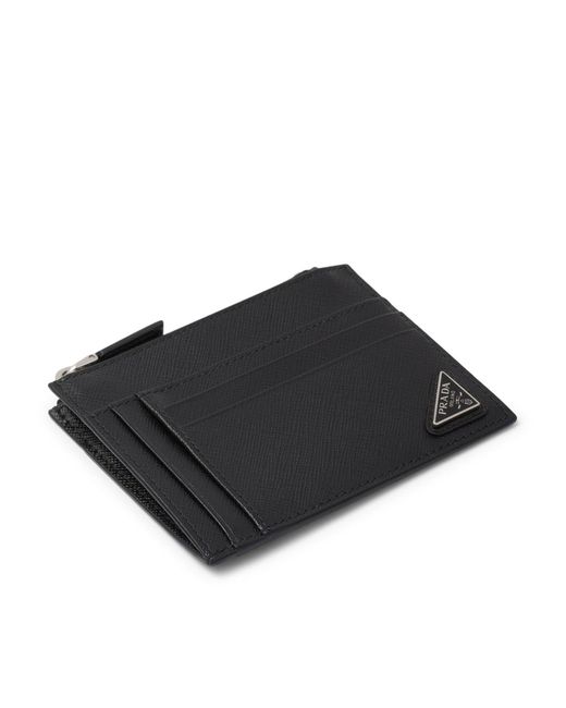 Prada Black Saffiano Leather Card Holder for men