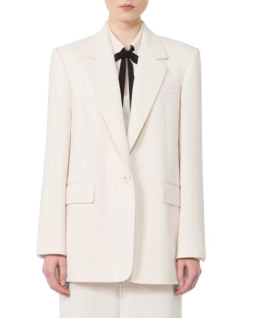 Max Mara White Single-Breasted Cady Blazer