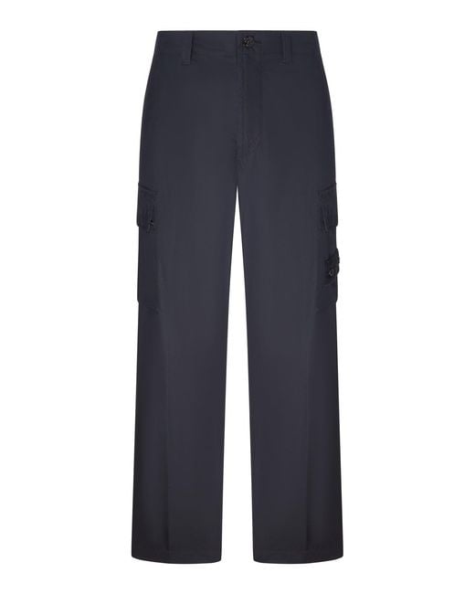Stone Island Blue Wide Leg Cargo Pants for men