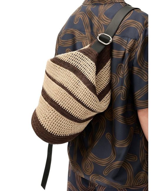 Loewe White Medium Raffia Loop Bucket for men