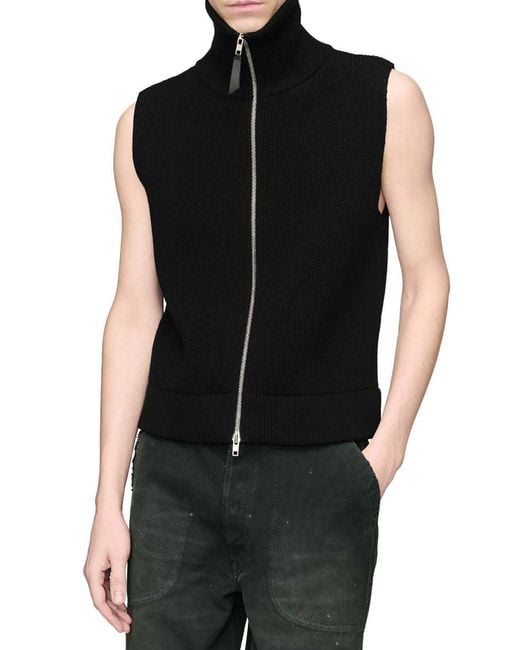 Maison Margiela Black Zip Knit Gilet for men