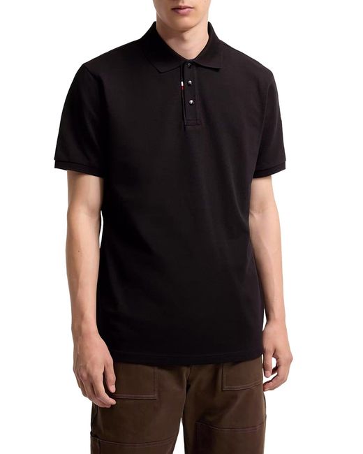 Polo in piquet di cotone con logo di Moncler in Black da Uomo