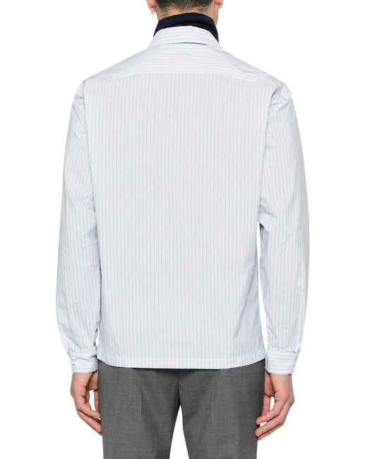 Prada White Technical Fabric Shirt With Striped Pattern for men