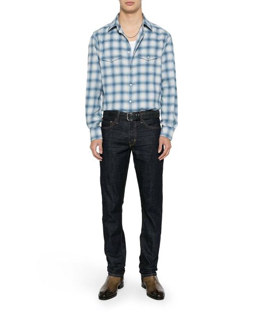 Jeans slim con applicazione di Tom Ford in Blue da Uomo