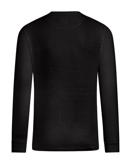 120% Lino Black Long Sleeves Linen Tshirt for men