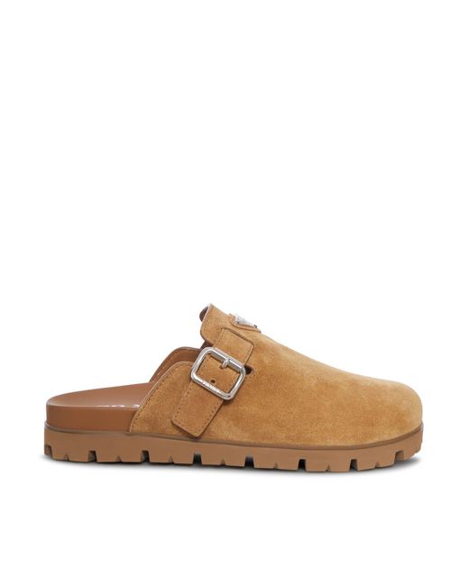Prada Brown Suede Mules for men