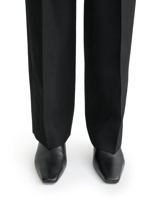 Totême Black Leather Mid-Heel Boots