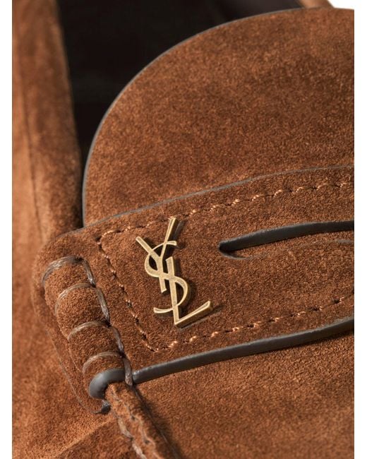 Saint Laurent Brown Laurent Suede Loafers for men