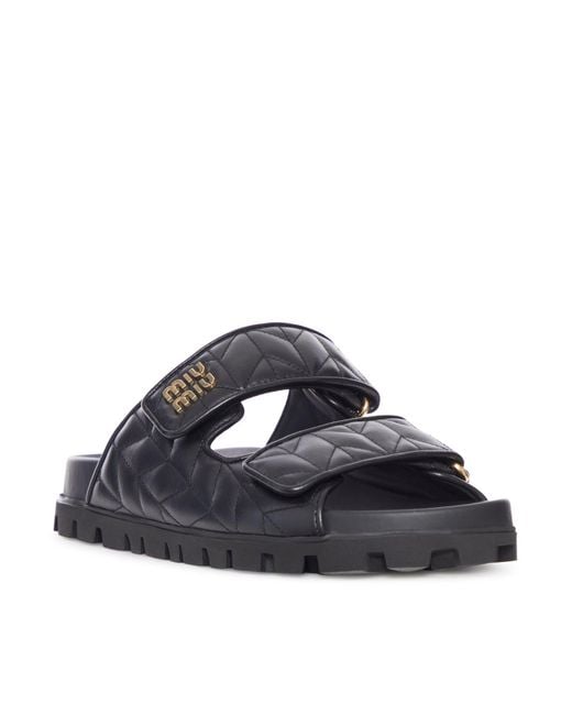 Miu Miu White Nappa Matelassé Sandals