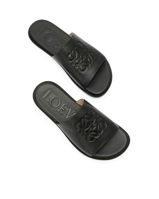 Loewe Black Slide Anagram Flex In Soft Calfskin for men