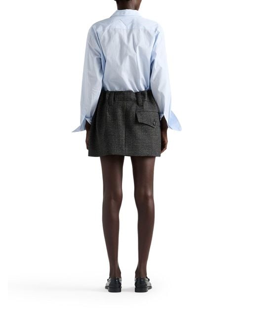 Prada Gray Vichy Pattern Mouliné Wool Mini Skirt