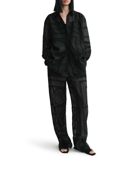 Totême  Black Silk Shirt With Monogram