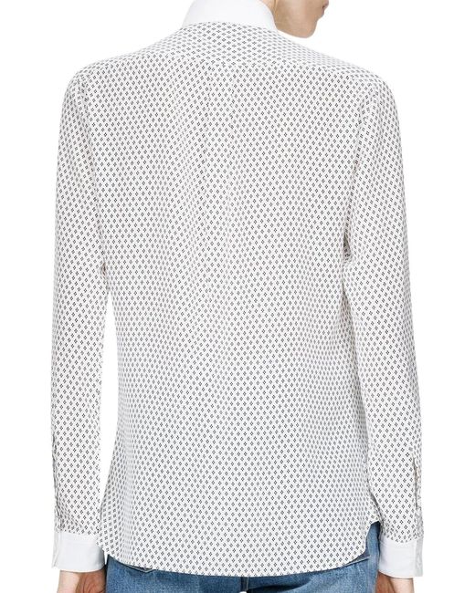 Tom Ford White Silk Crêpe De Chine Shirt With Diamond Print
