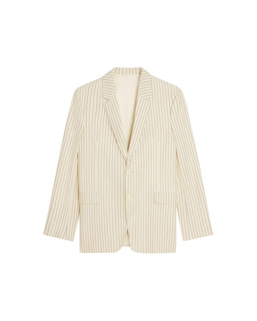 Céline White Classic Jacket In Striped Wool for men