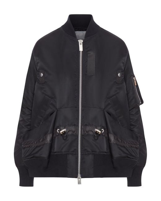 Sacai Black Nylon Bomber Jacket