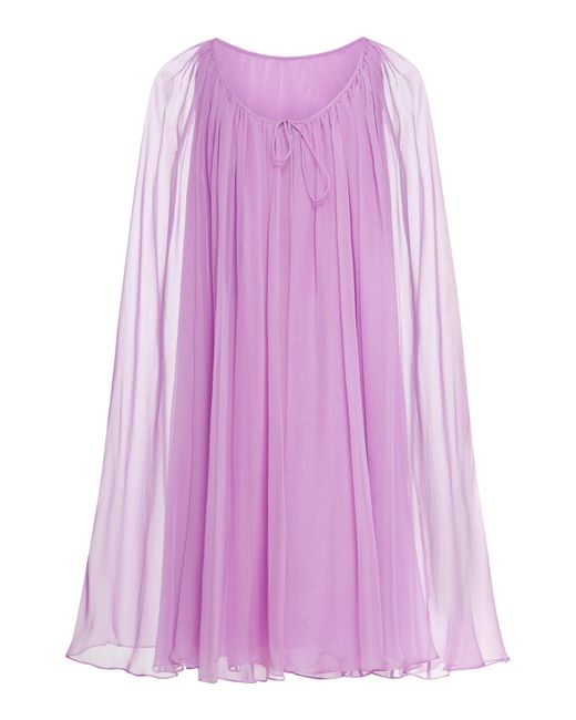 Max Mara Purple Flared Dress In Silk Chiffon