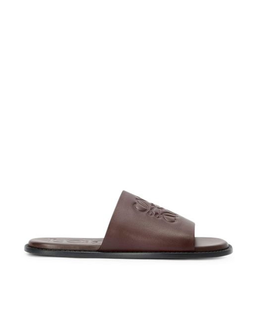 Loewe Brown Slide Anagram Flex In Soft Calfskin for men