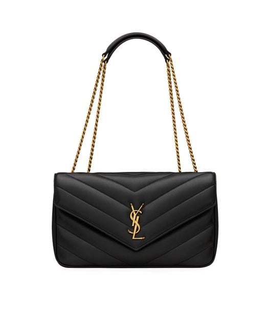 Saint Laurent Black Loulou Medium Leather Bag
